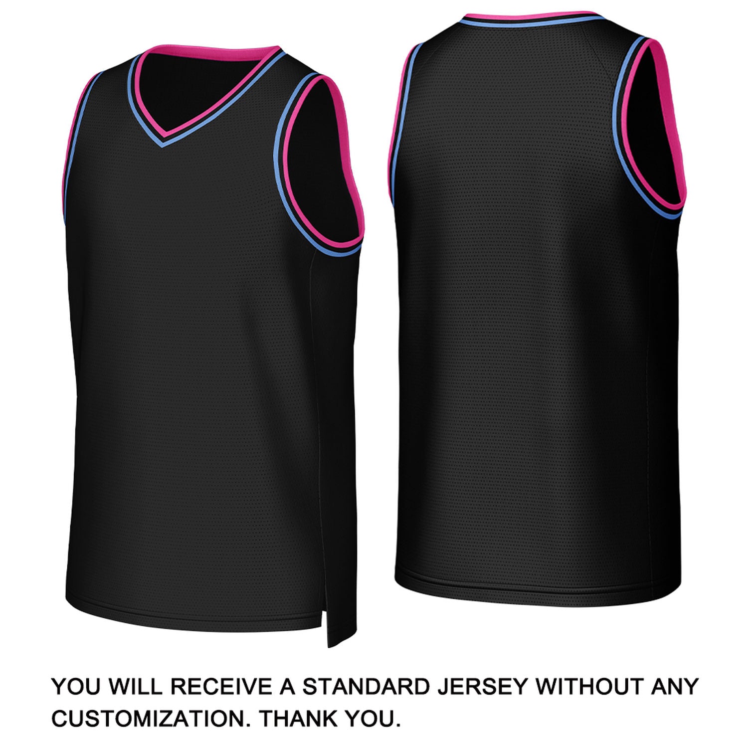 Custom Black & Pink-Blue Basketball Jersey | Personalized Name & Number Team Uniform