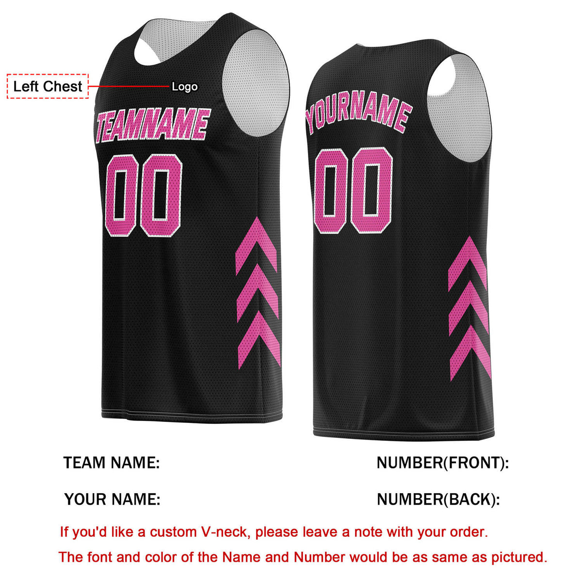 Custom Black & Hot Pink Basketball Jersey | Personalized Team Kit - Vosoli