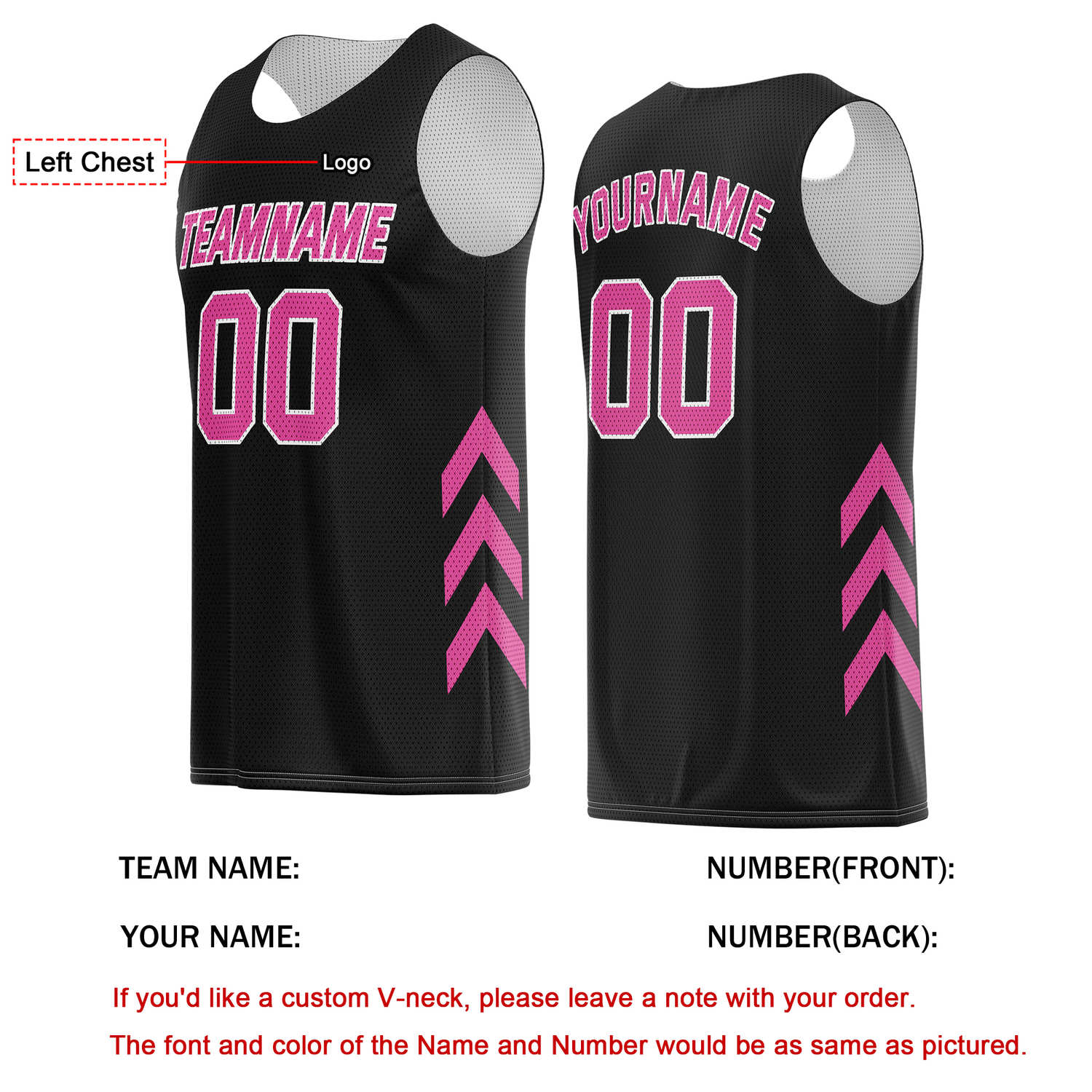 Custom Black & Hot Pink Basketball Jersey | Personalized Team Kit - Vosoli