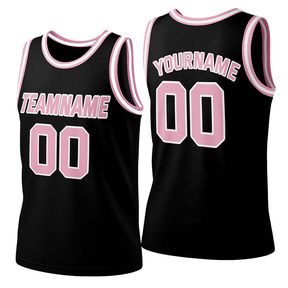 Custom black-pink mesh basketball jersey by Vosoli | Personalized name &amp; number team uniform for youth &amp; adults