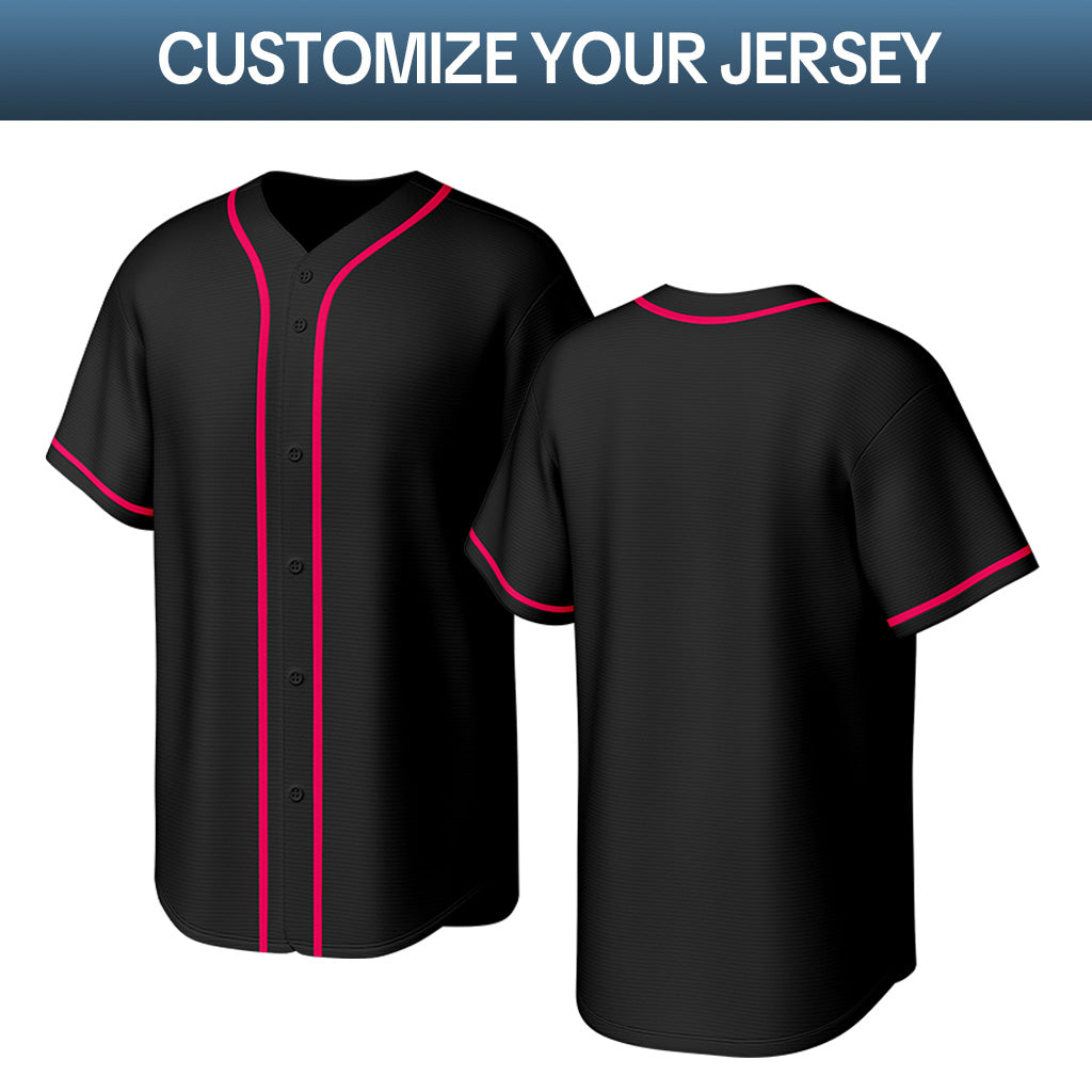 Custom Stitched Baseball Jersey Black Pink White | Personalized Name & Number | Team Uniform