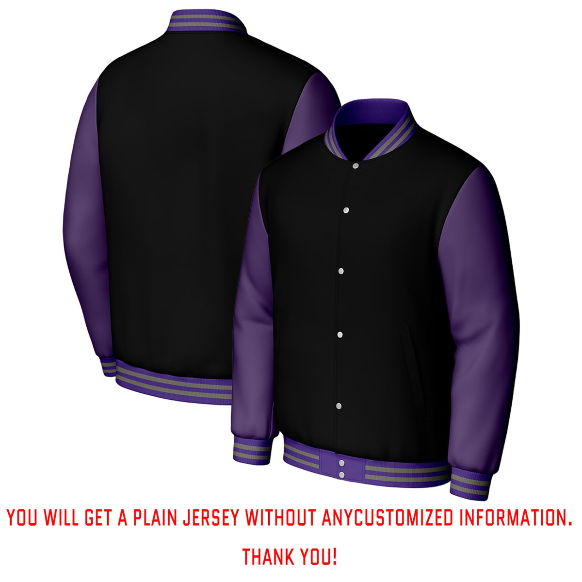 Custom Black & Purple Varsity Baseball Jacket | Personalized Letterman Baseball Bomber for Adult & Youth