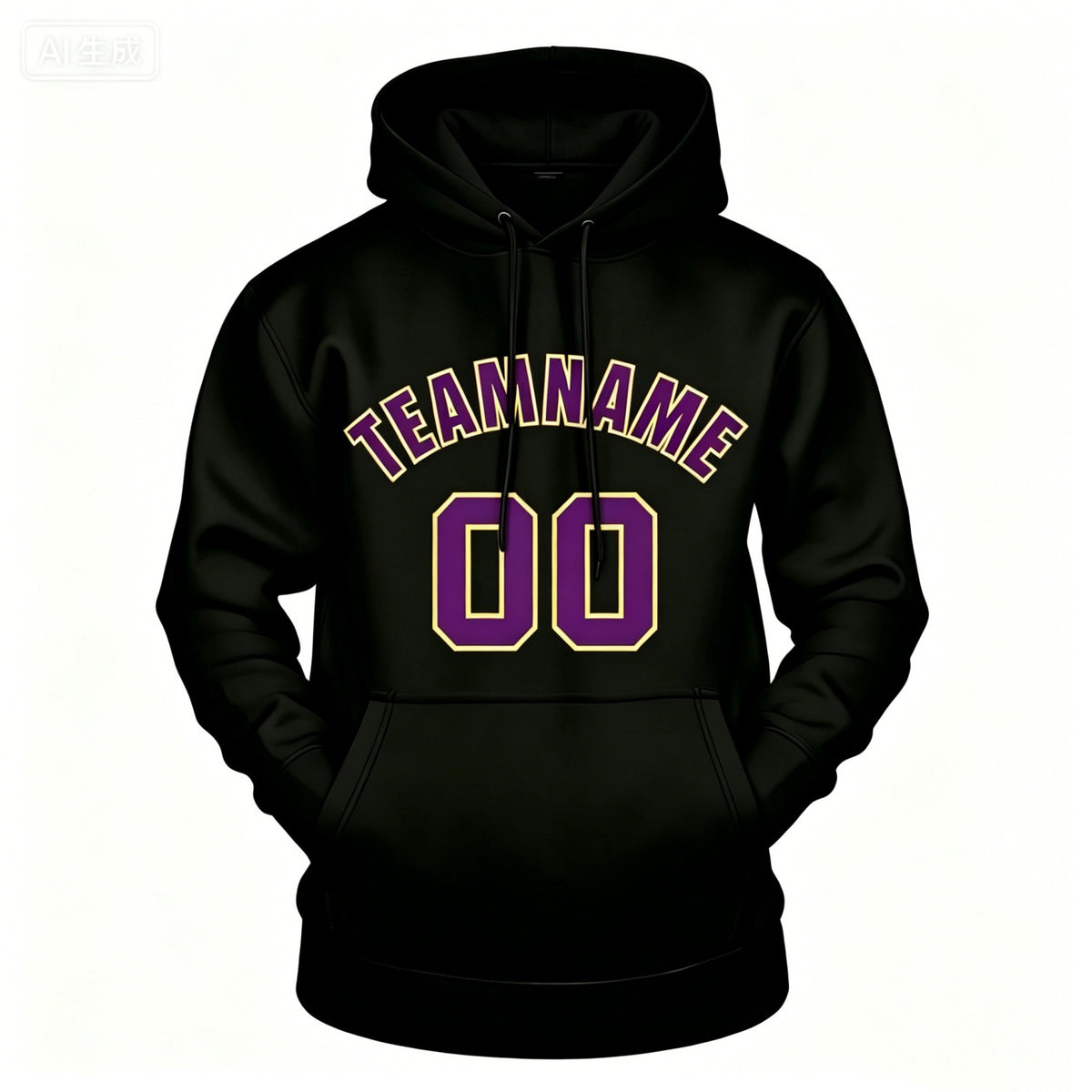 Custom Black & Purple Hoodie | Personalized Name & Number Sports Pullover | Vosoli