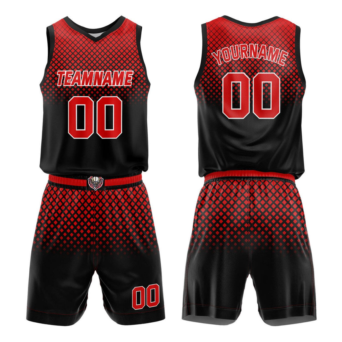 Custom Black Red Gradient Basketball Uniform | Personalized Team Kit - Vosoli