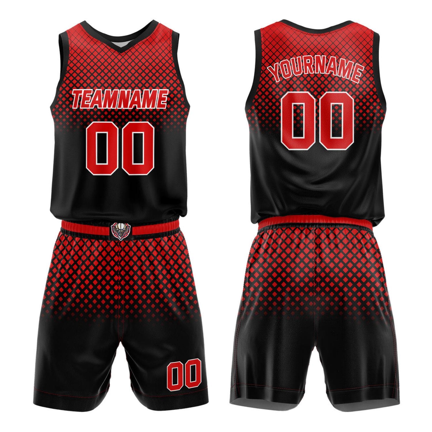 Custom Black Red Gradient Basketball Uniform | Personalized Team Kit - Vosoli
