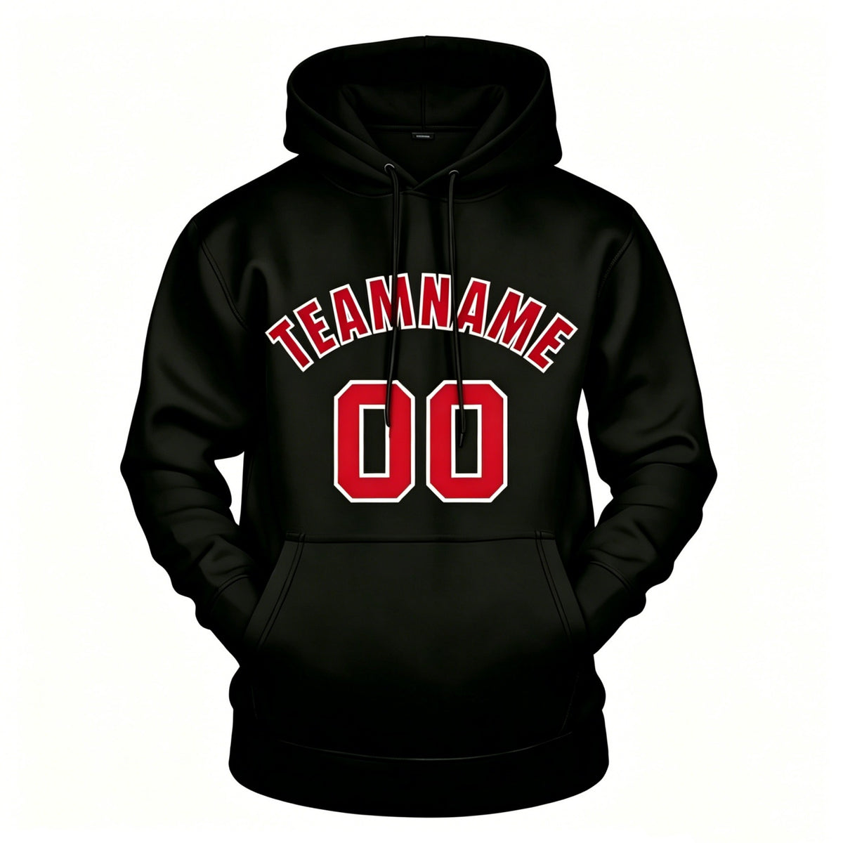 Custom Black & Red Hoodie | Personalized Name & Number Sports Pullover | Vosoli