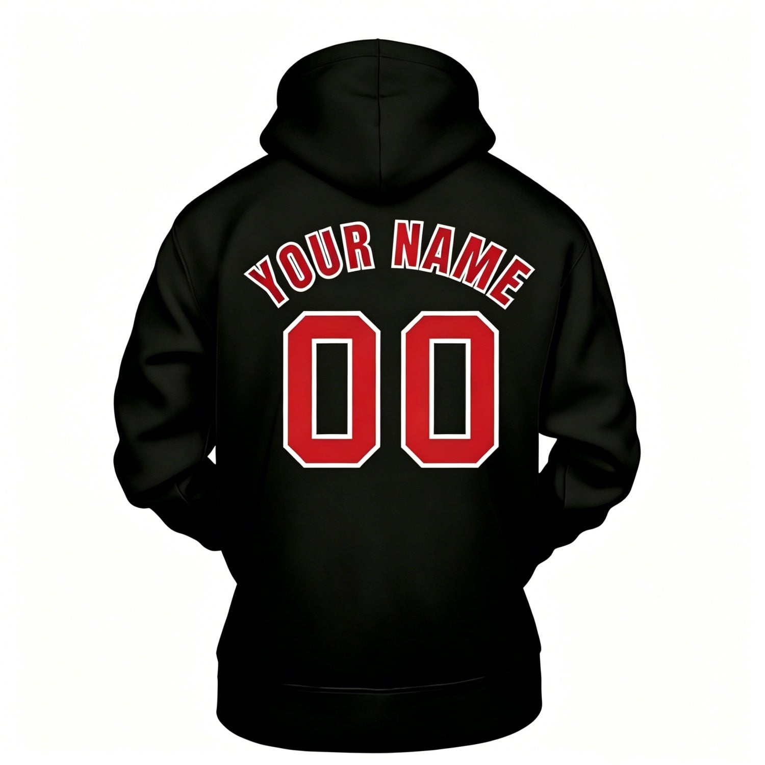 Custom Black & Red Hoodie | Personalized Name & Number Sports Pullover | Vosoli