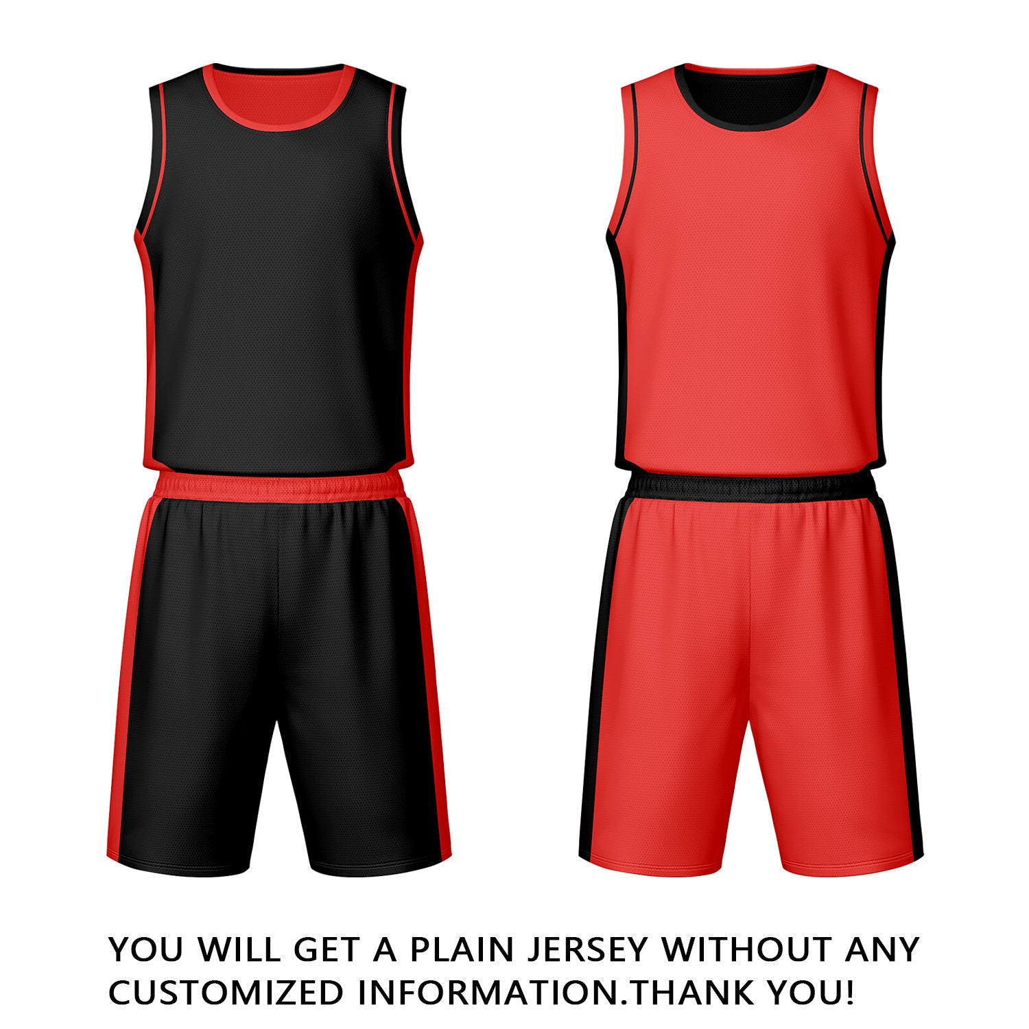 Custom Black Red Reversible Basketball Jersey Set | Personalized Name Number Mesh Sports Uniform