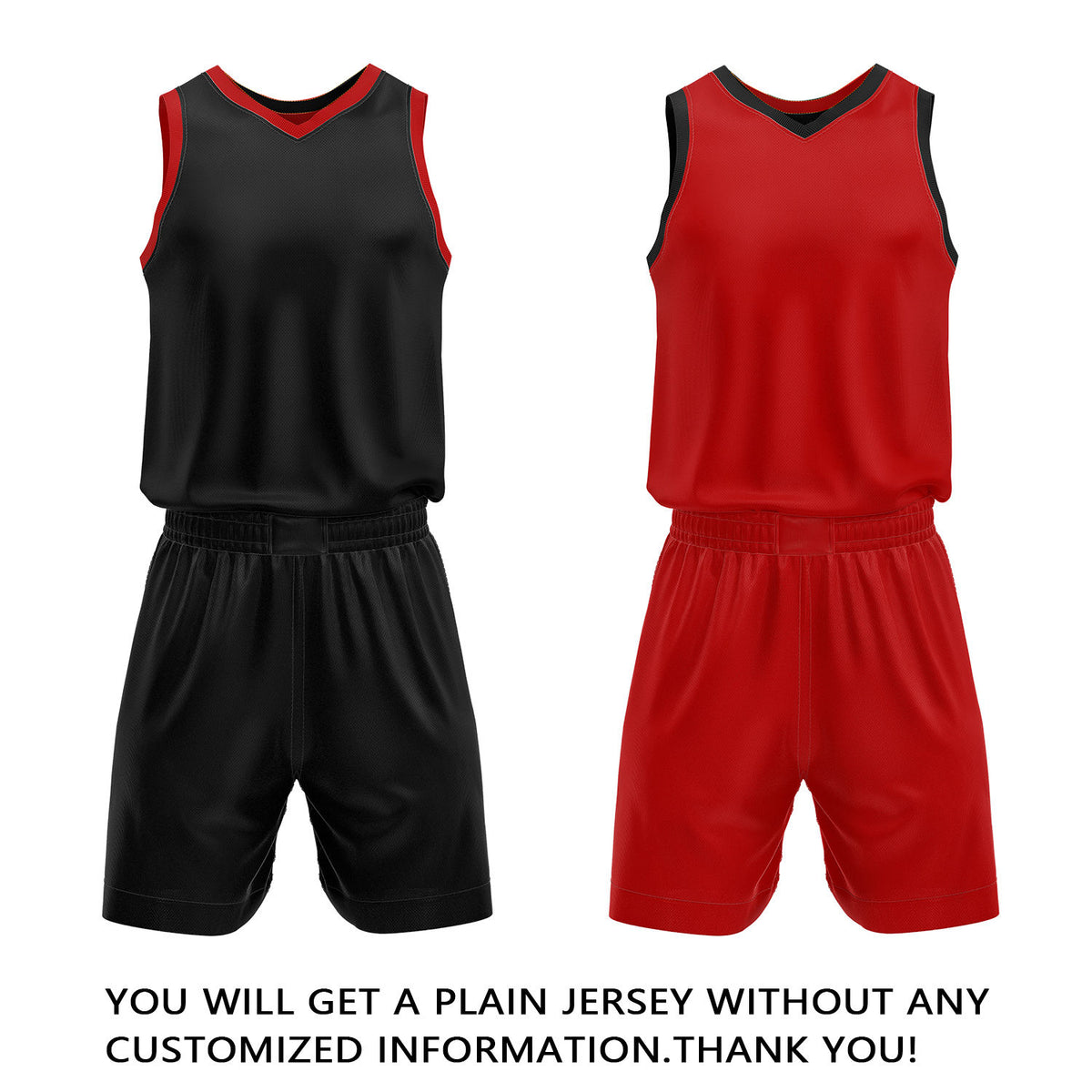 Custom Black & Red Reversible Basketball Jersey Shorts Set | Personalized Full Team Uniform