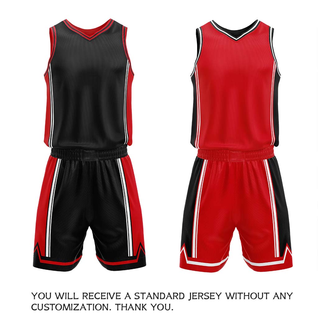 Custom Black & Red Reversible Basketball Jersey Shorts Set | Personalized Full Vintage Team Uniform