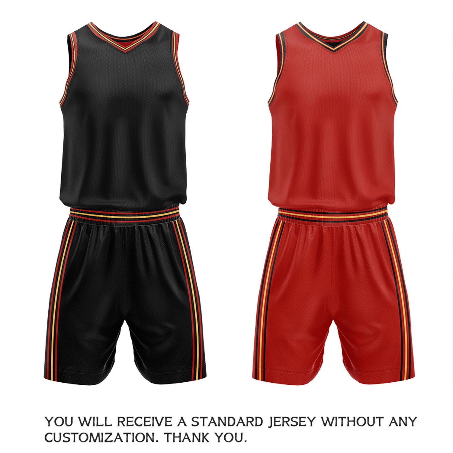 Custom Black & Red Reversible Basketball Uniform Set | Personalized Name Number Sports Jersey Shorts Kit