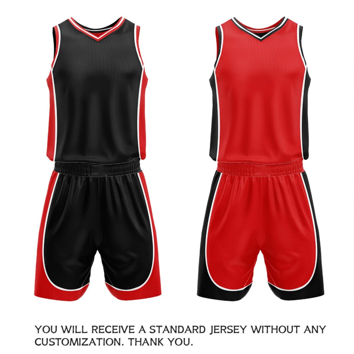 Custom Black & Red Reversible Basketball Uniform Set | Personalized Name Number Sports Jersey Shorts Kit