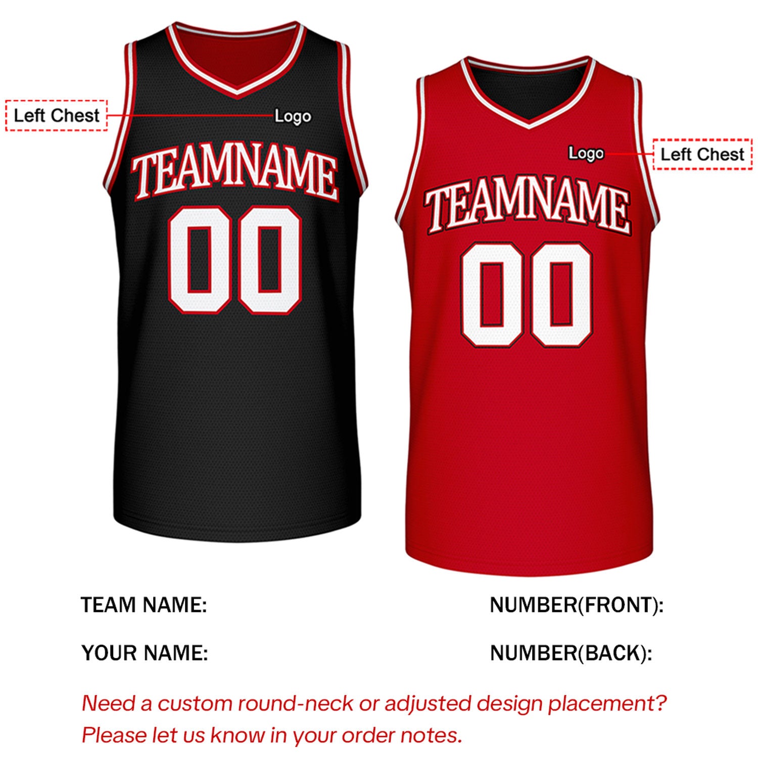 Custom Retro Black & Red Reversible Basketball Jersey | Personalized Team Jersey | Vosoli