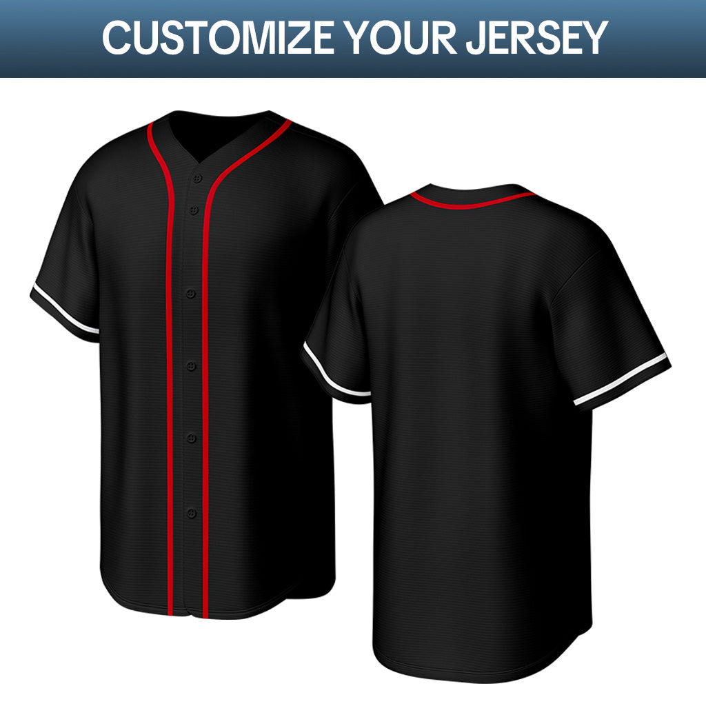 Custom Stitched Baseball Jersey Black Red White | Personalized Name & Number | Team Uniform
