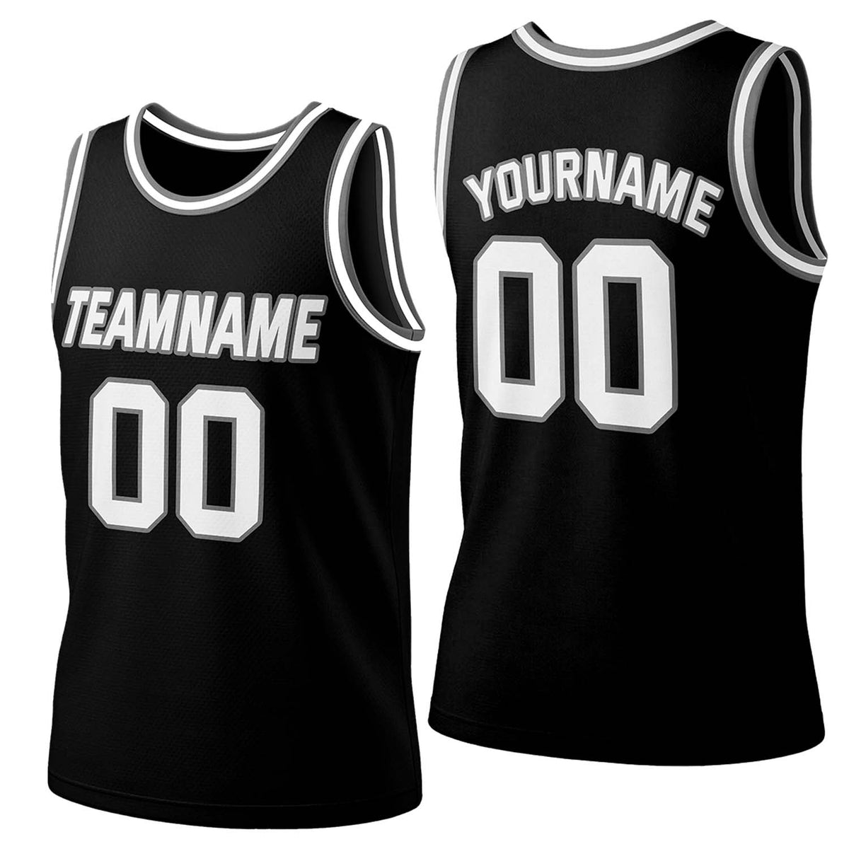Custom black-silver mesh basketball jersey by Vosoli | Personalized name &amp; number team uniform for youth &amp; adults