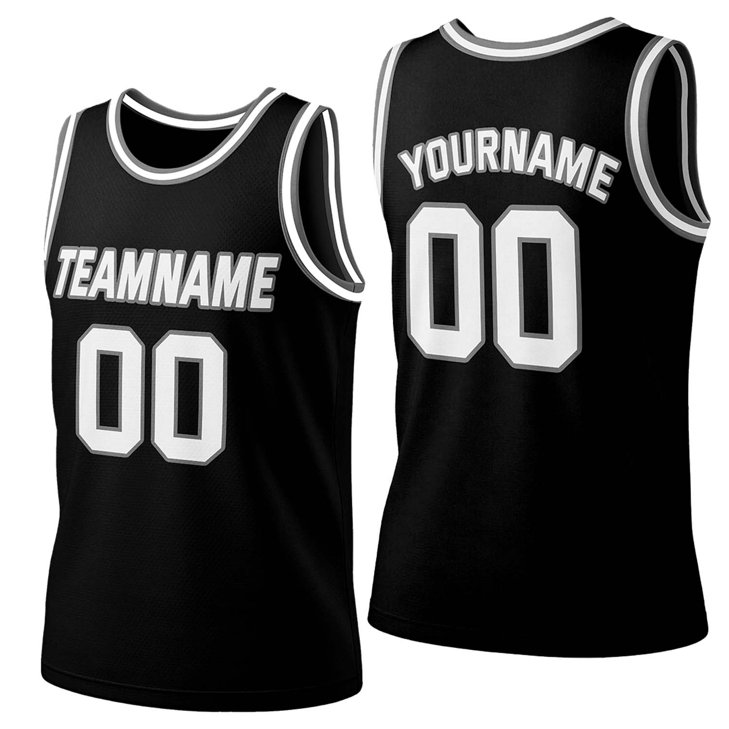 Custom black-silver mesh basketball jersey by Vosoli | Personalized name & number team uniform for youth & adults