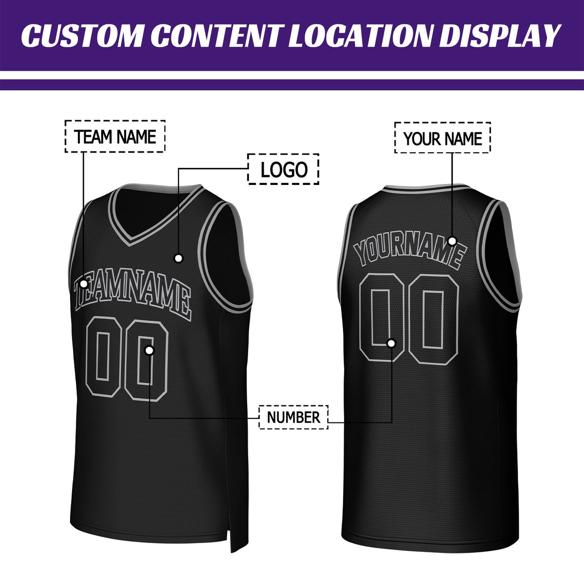 Custom Black & Silver Mesh Basketball Jersey | Personalized Name & Number Team Uniform