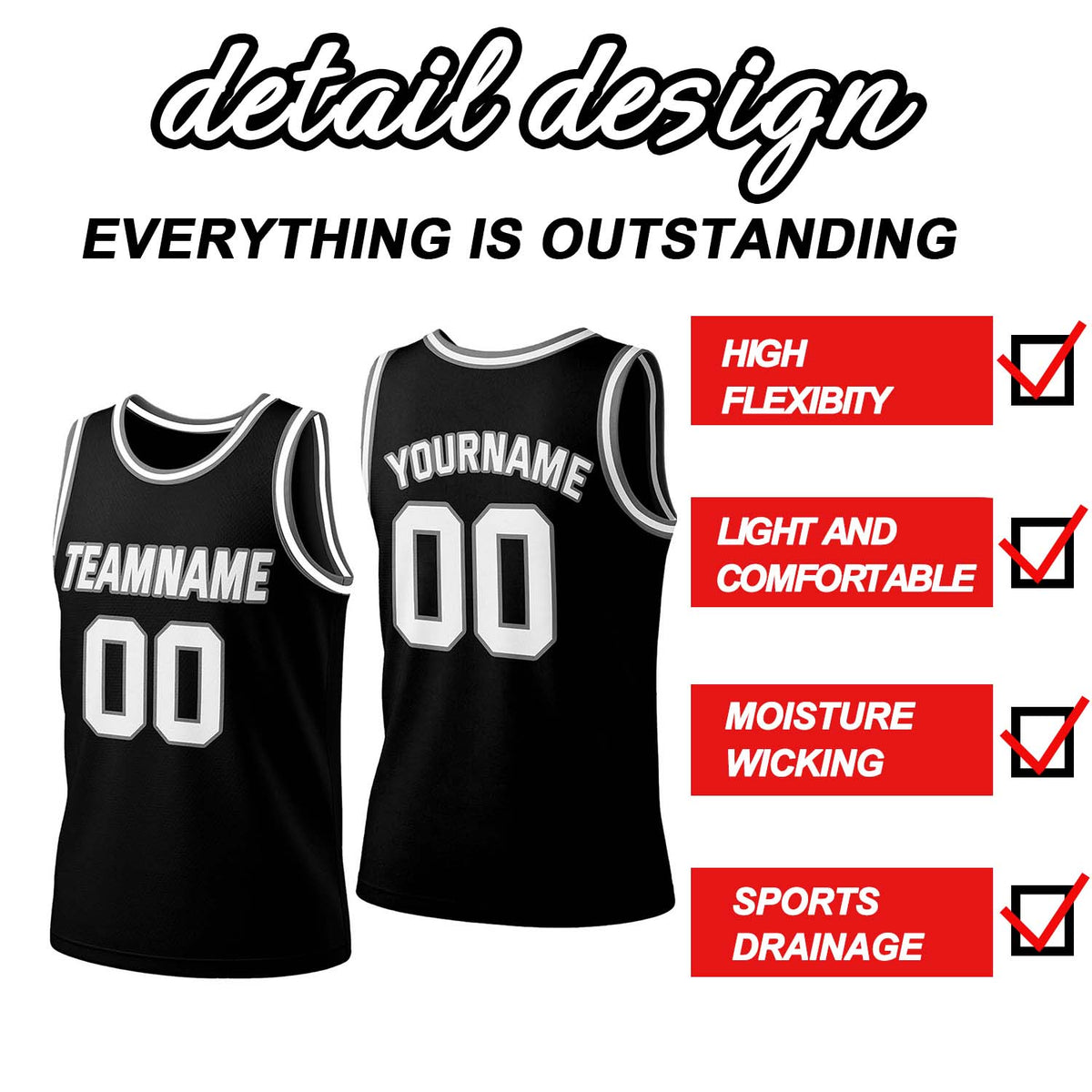 Custom Black & Silver Mesh Basketball Jersey | Personalized Team Uniform