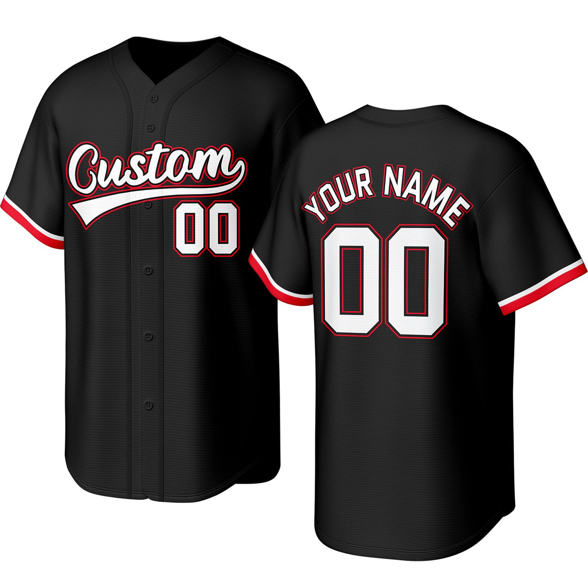 Custom black baseball jersey with stitched logo, personalized name &amp; number, button-front short-sleeve sports uniform for team men women youth game practice - Vosoli