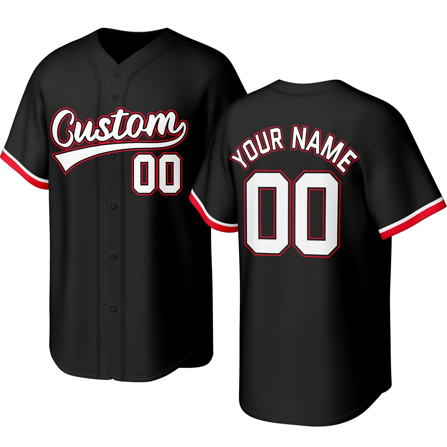 Custom black baseball jersey with stitched logo, personalized name & number, button-front short-sleeve sports uniform for team men women youth game practice - Vosoli