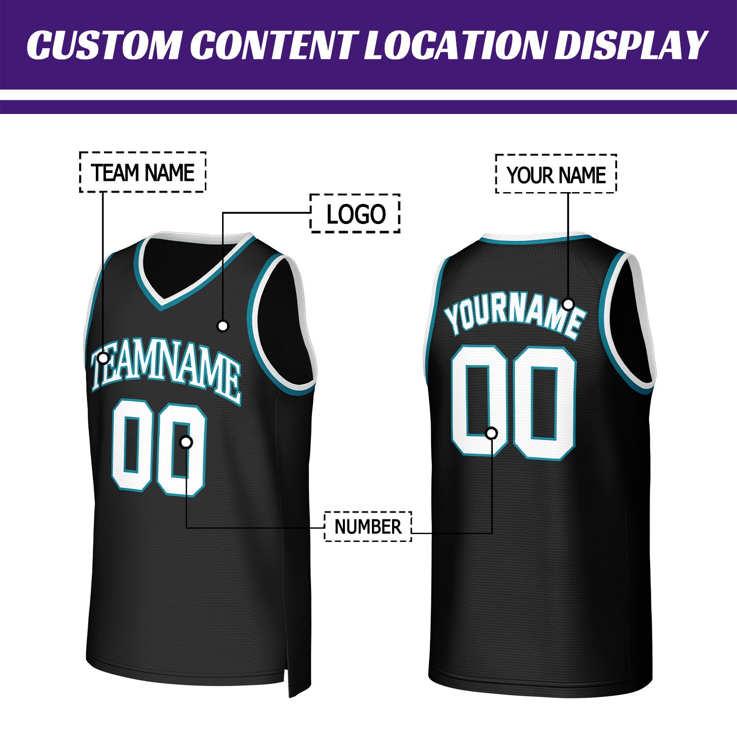 Custom Black & White Basketball Jersey | Personalized Name & Number Team Uniform