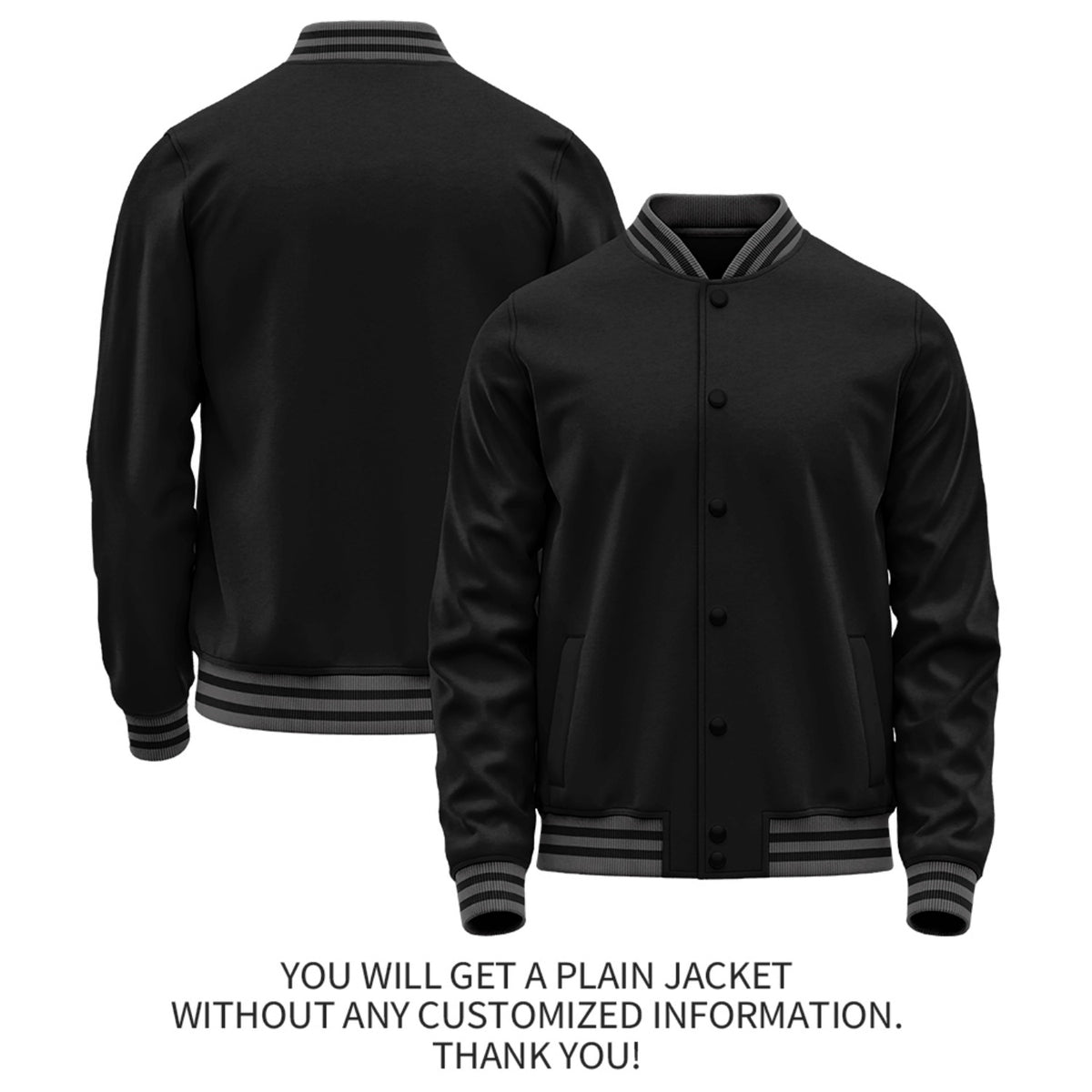 Custom Black Jacket Personalized Team Name Number Letterman Bomber for Adult & Youth