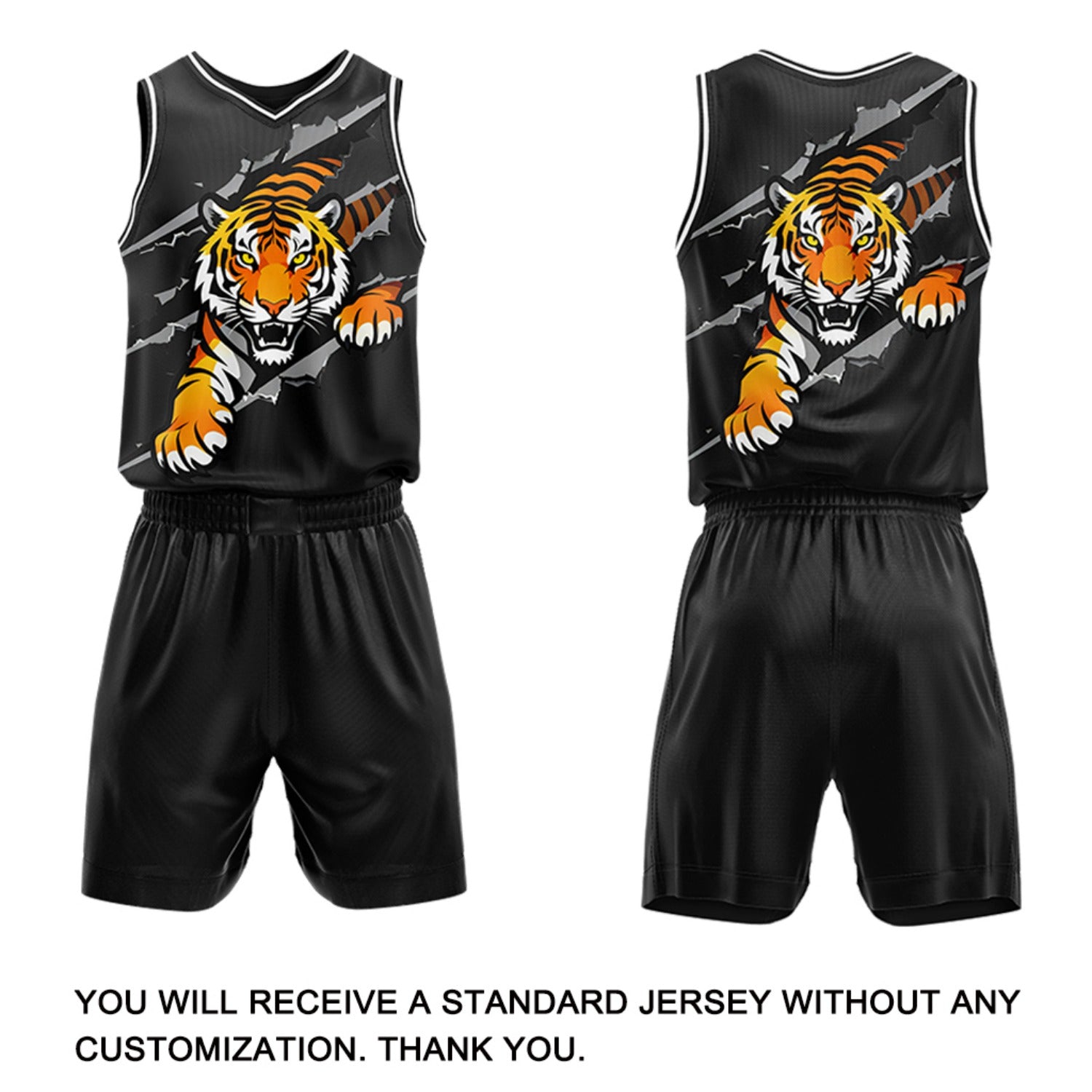 Custom Black Tiger Breakthrough Basketball Jersey & Shorts Set | Personalized Team Uniform