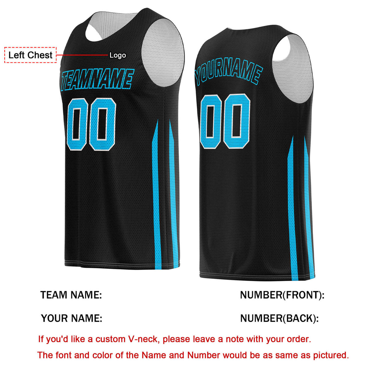 Custom Black & Turquoise Basketball Jersey | Personalized Team Kit - Vosoli