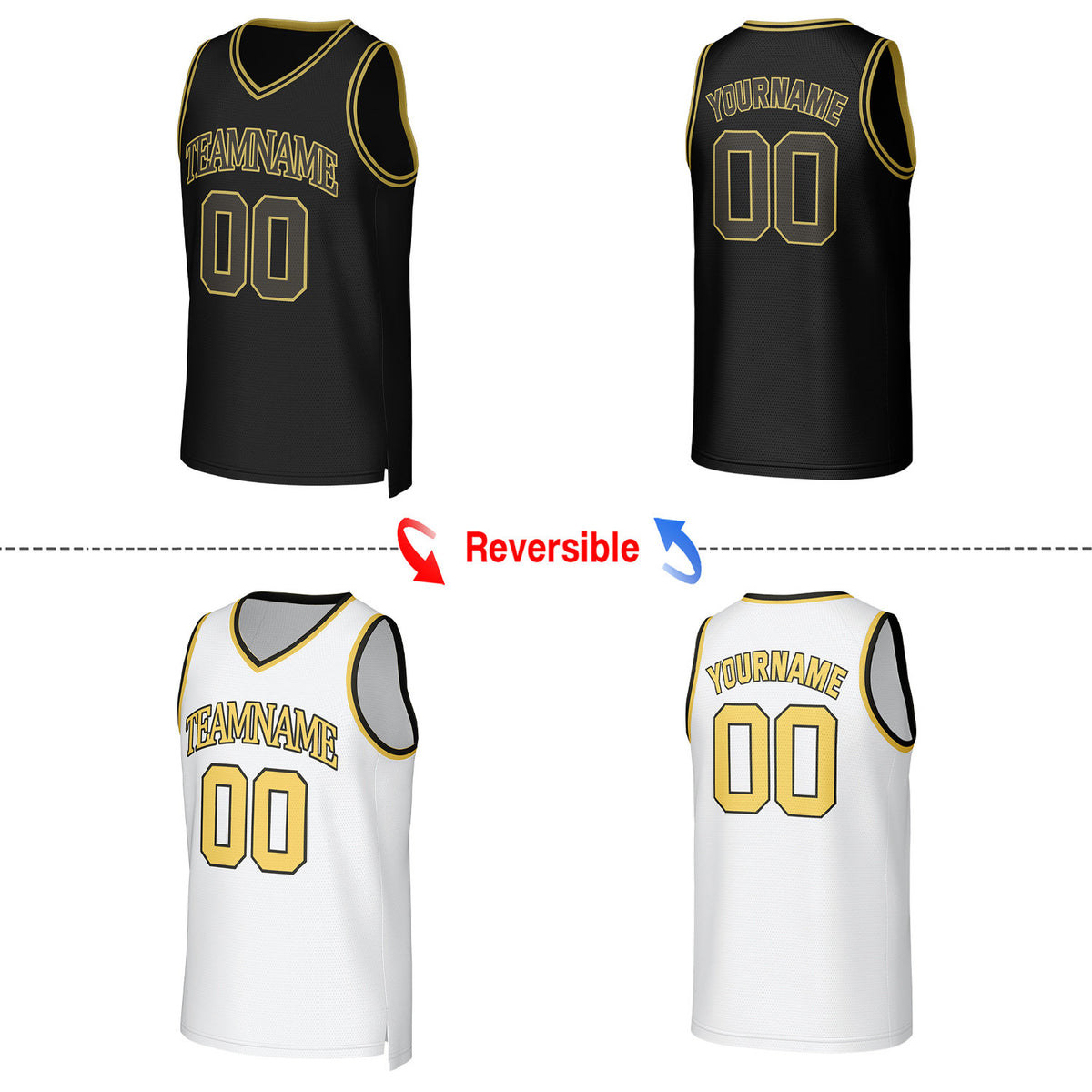 Custom Black & White Reversible Basketball Jersey | Personalized Team Uniform