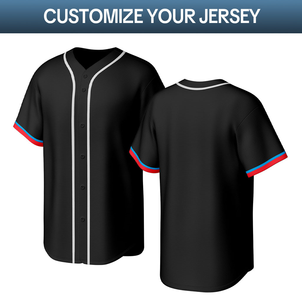 Custom Stitched Baseball Jersey Black White Red | Personalized Name & Number | Team Uniform