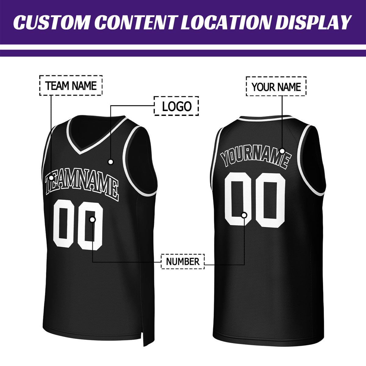 Custom Black & White Basketball Jersey | Personalized Name & Number Team Uniform