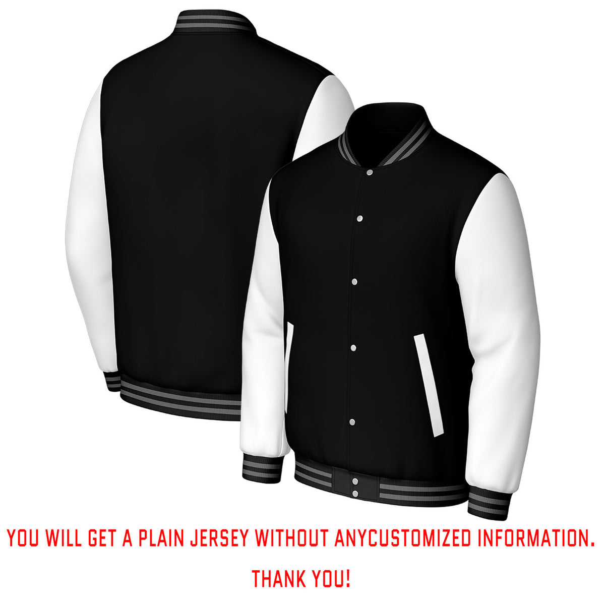 Custom Black & White Varsity Baseball Jacket | Personalized Letterman Baseball Bomber for Adult & Youth