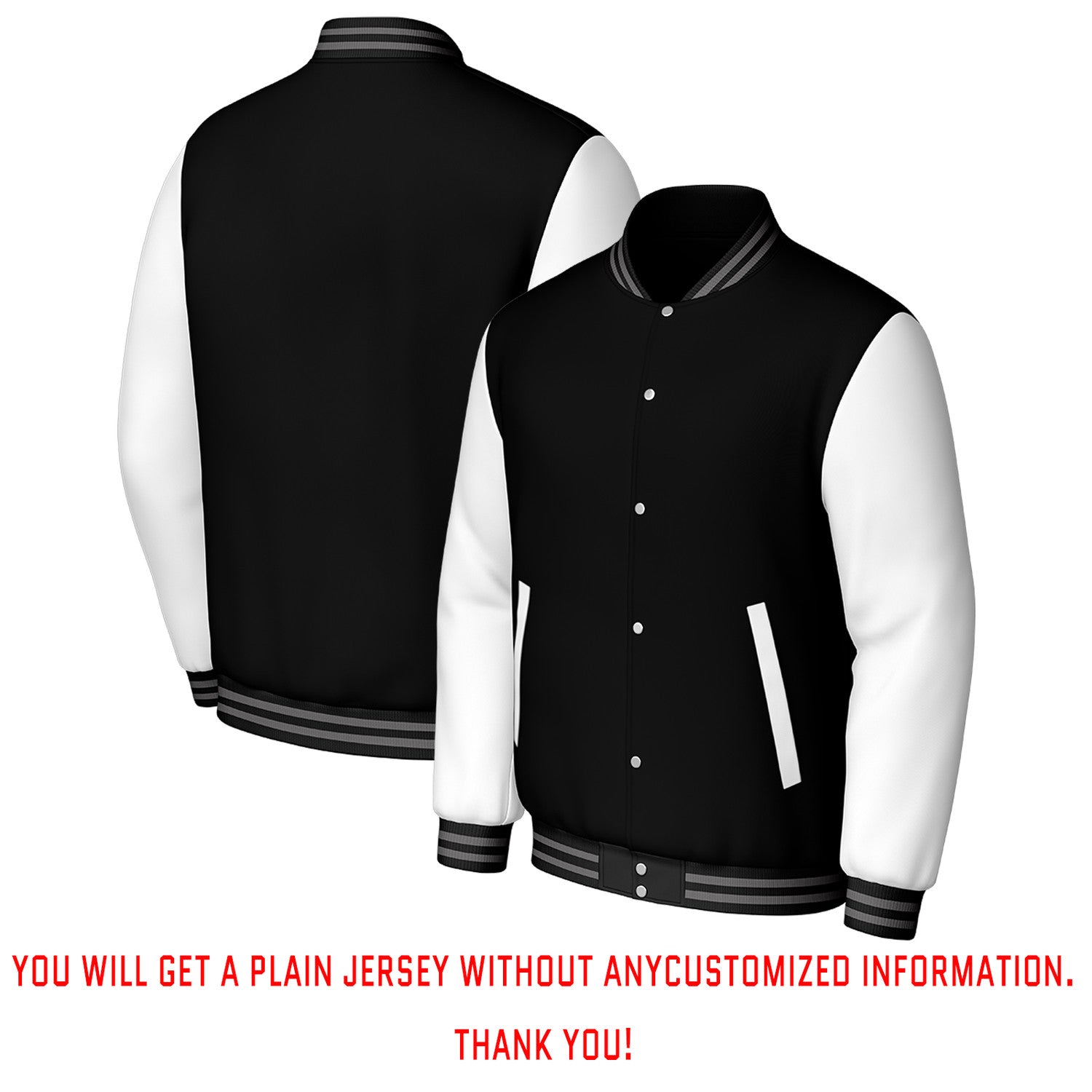 Custom Black & White Varsity Baseball Jacket | Personalized Letterman Baseball Bomber for Adult & Youth