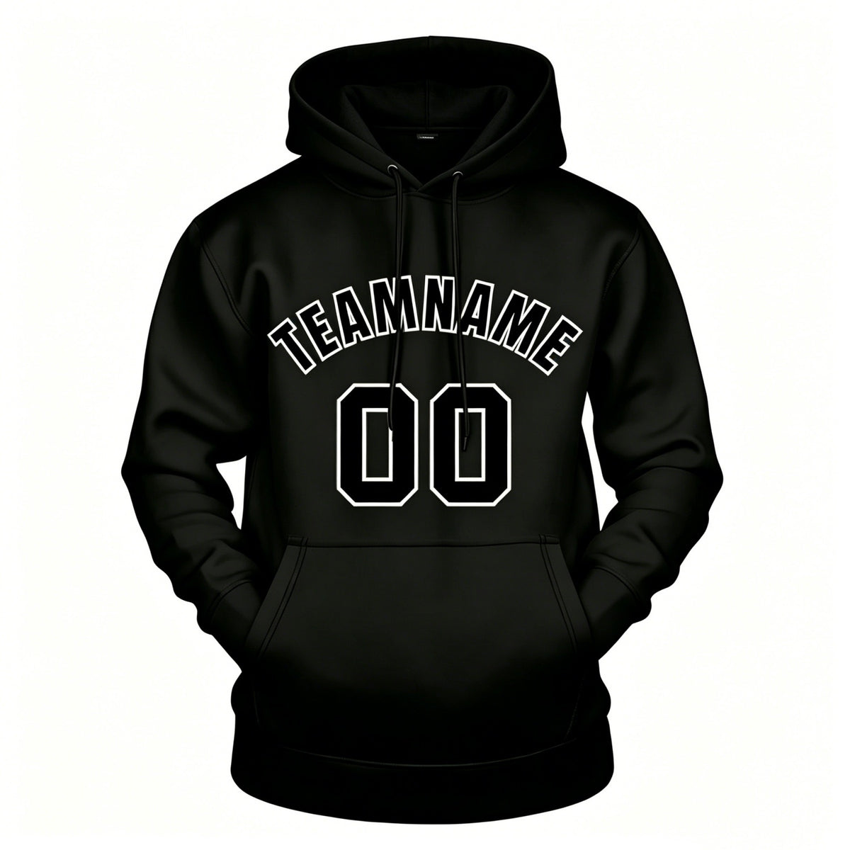 Custom Black & White Hoodie | Personalized Name & Number Sports Pullover | Vosoli