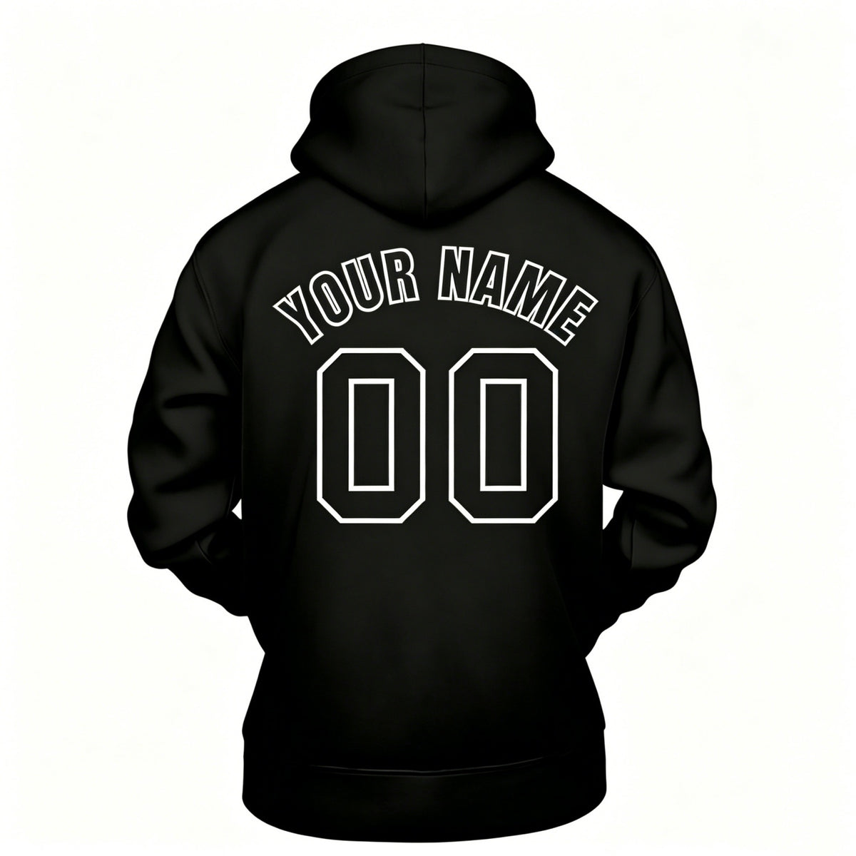 Custom Black & White Hoodie | Personalized Name & Number Sports Pullover | Vosoli