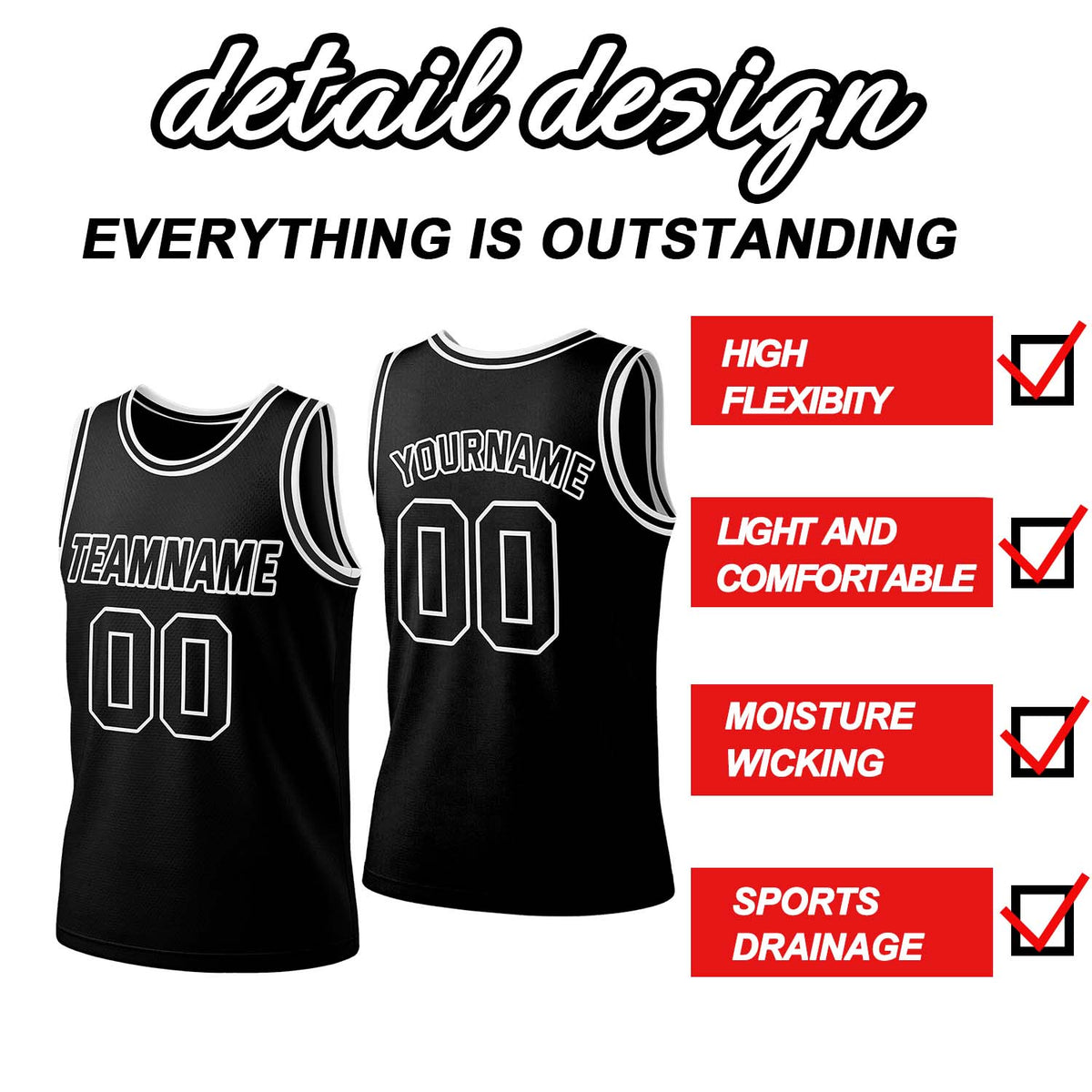 Custom Black & White Mesh Basketball Jersey | Personalized Name & Number Team Uniform