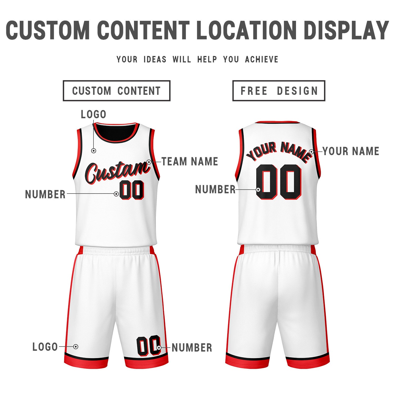 Custom Black White Reversible Basketball Jersey Set | Personalized Name Number Mesh Sports Uniform