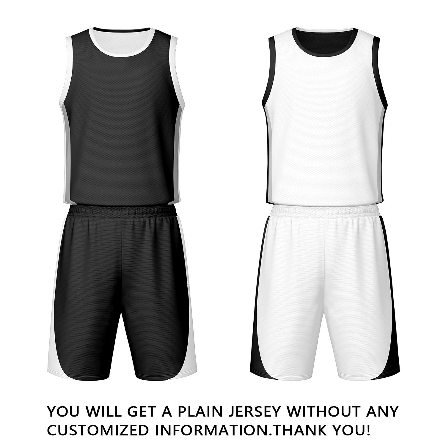 Custom Black White Reversible Basketball Jersey Set | Personalized Name Number Mesh Sports Uniform