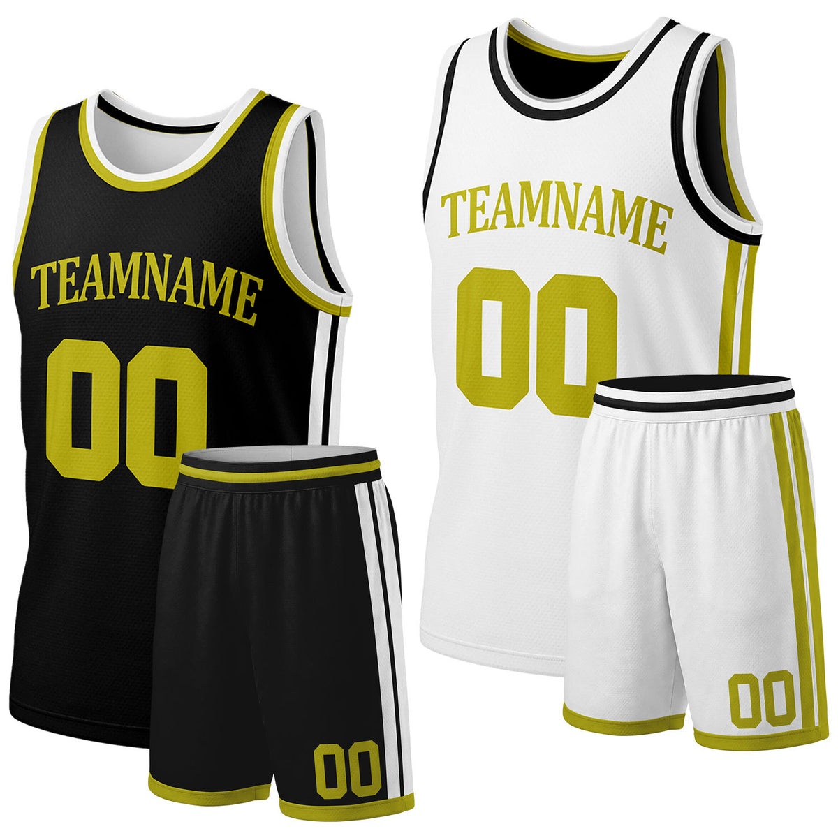 Custom black &amp; white reversible basketball jersey shorts set by Vosoli | Personalized team name &amp; number full team uniform sportswear