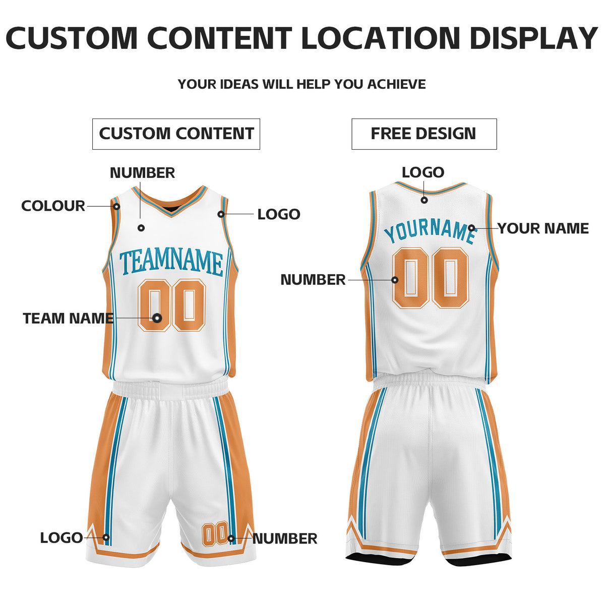 Custom Black & White Reversible Basketball Jersey Shorts Set | Personalized Full Vintage Team Uniform