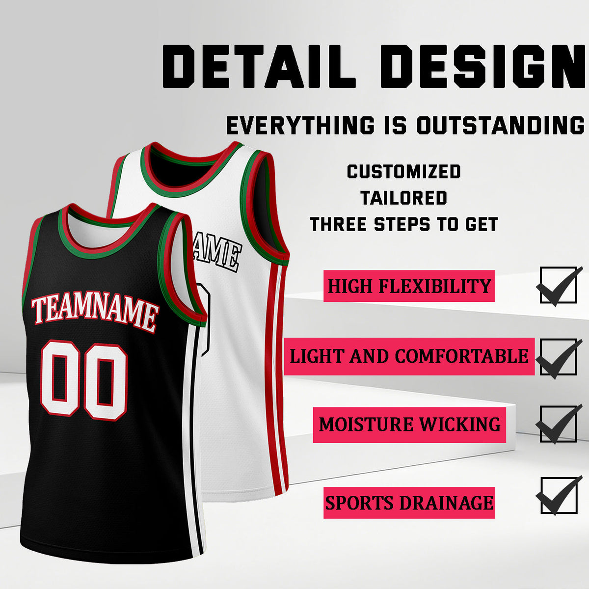 Custom Black & White Reversible Basketball Jersey Shorts Set | Personalized Full Team Uniform