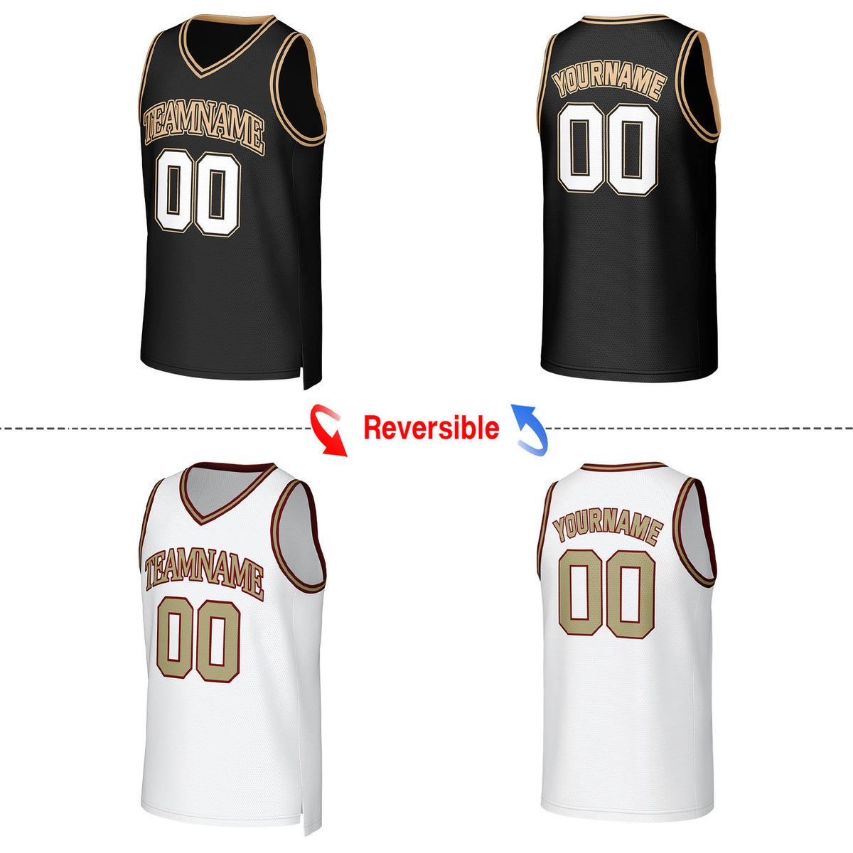 Custom Black & White Reversible Basketball Jersey | Personalized Team Uniform
