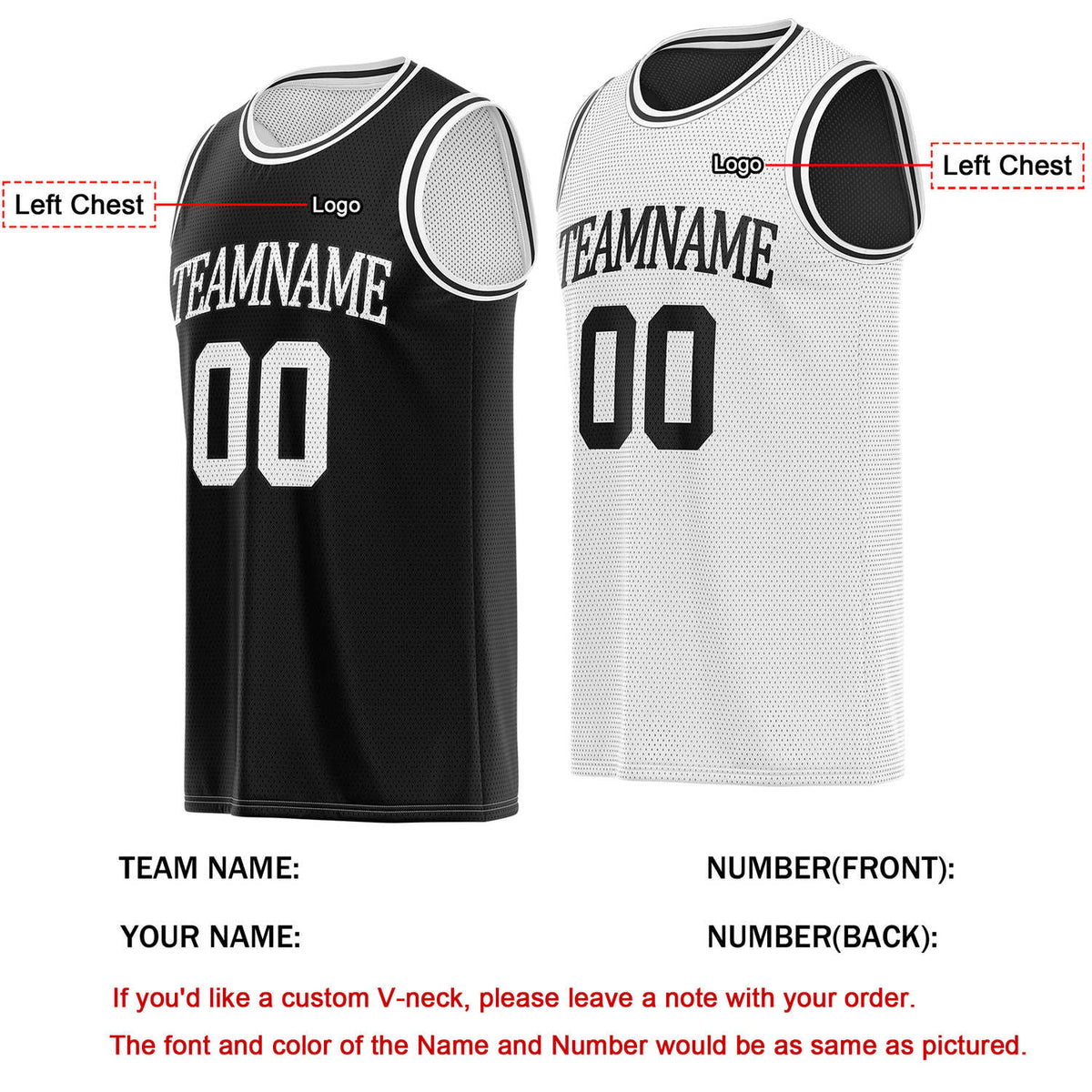 Custom Black & White Reversible Basketball Jersey | Personalized Team Name & Number - Vosoli