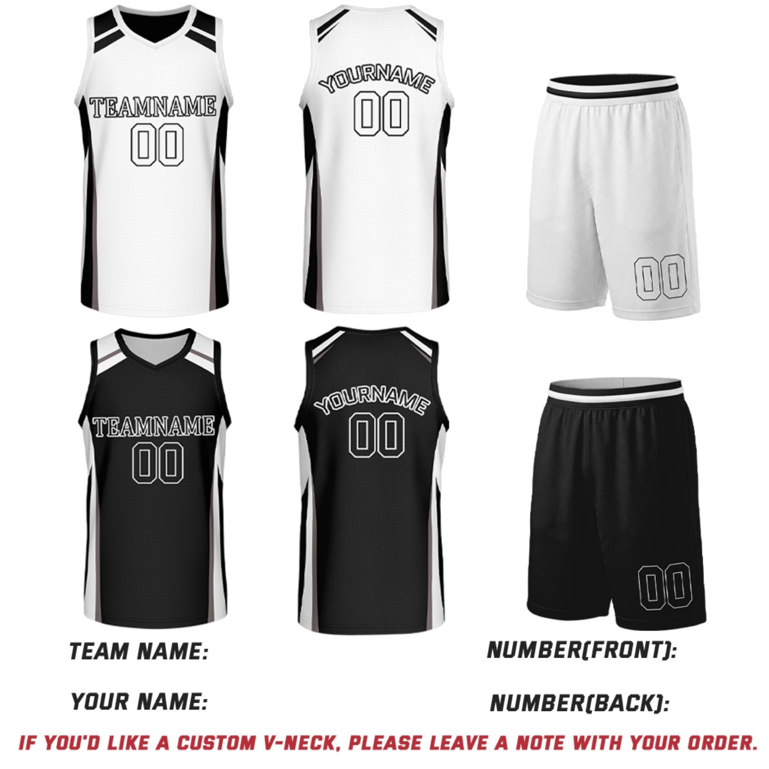 Custom Black & White Reversible Basketball Jerseys | Personalized Team Uniforms Set for Men Women