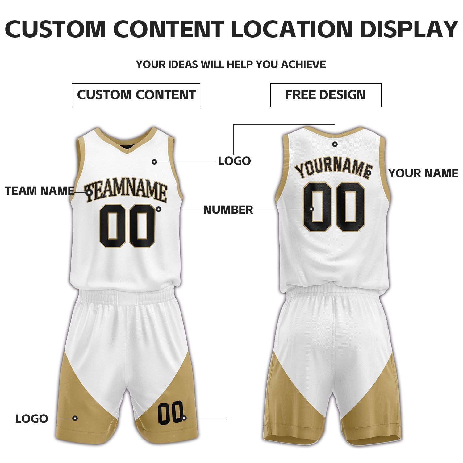 Custom Black & White Reversible Basketball Uniform Set | Personalized Name Number Sports Jersey Shorts Kit