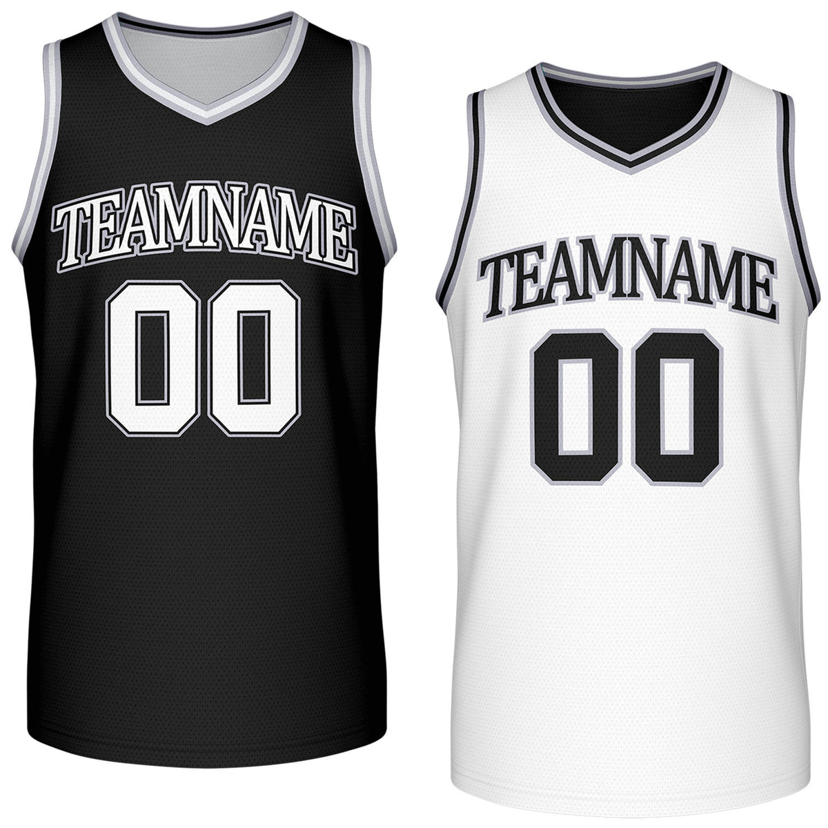 Custom reversible retro black &amp; white basketball jersey, personalized team name &amp; number, 2-in-1 sleeveless uniform for men women youth adult game practice - Vosoli