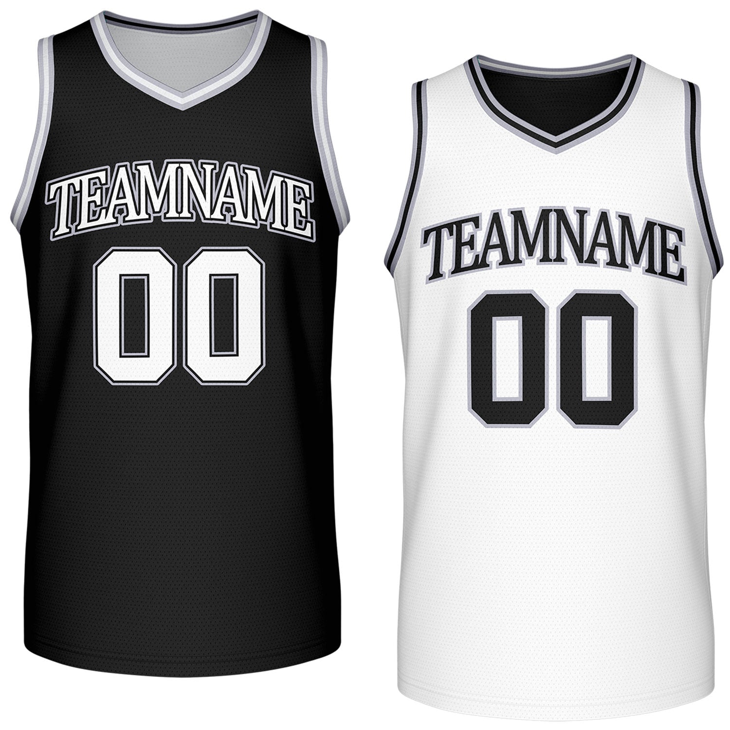 Custom reversible retro black & white basketball jersey, personalized team name & number, 2-in-1 sleeveless uniform for men women youth adult game practice - Vosoli