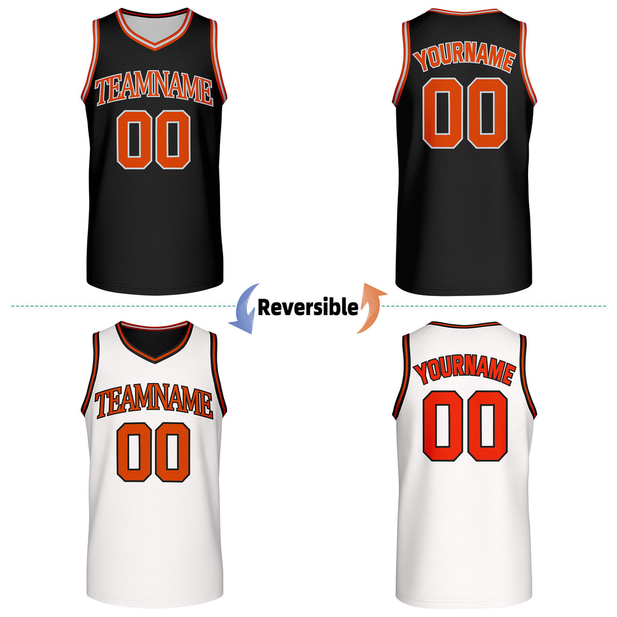 Custom Retro Black & White Reversible Basketball Jersey | Personalized Team Jersey | Vosoli