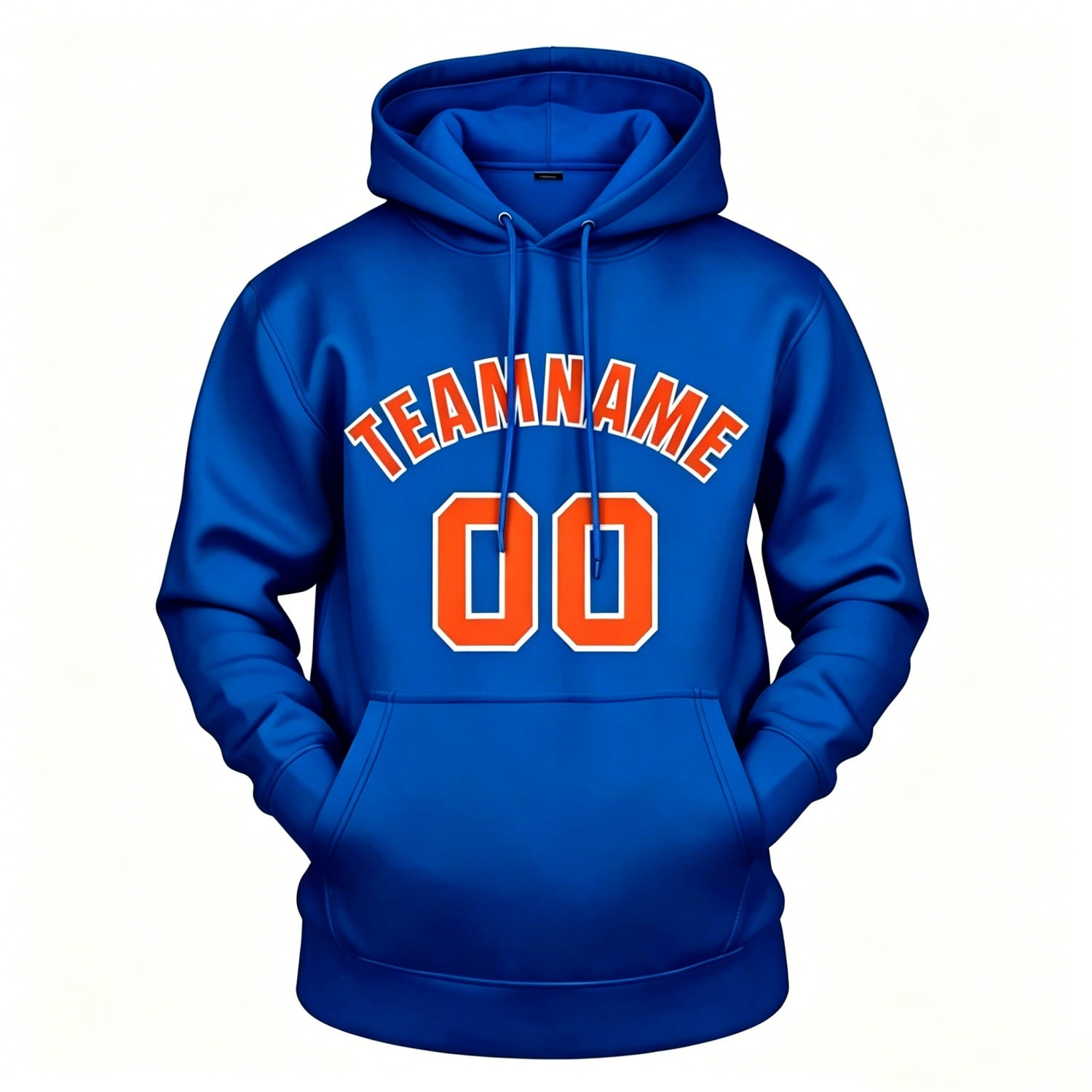 Custom blue hoodie with orange print, personalized name & number pullover, casual sports hoodie for men women youth fan wear - Vosoli
