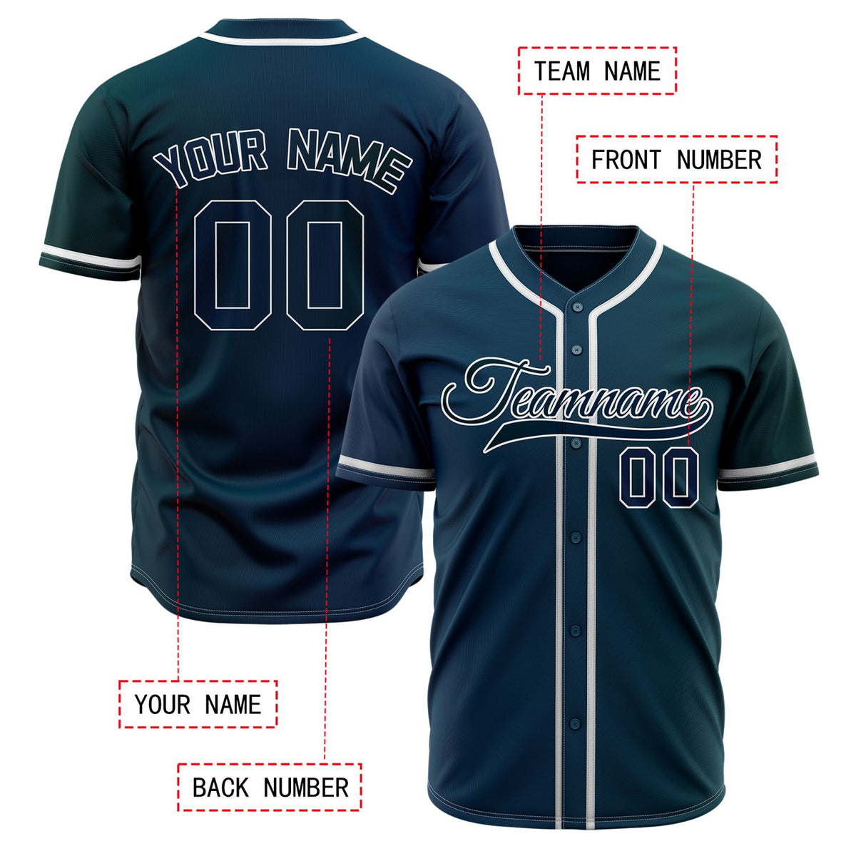 Custom Gradient Split Baseball Jersey | Personalized Ombre Two-Tone Team Uniform